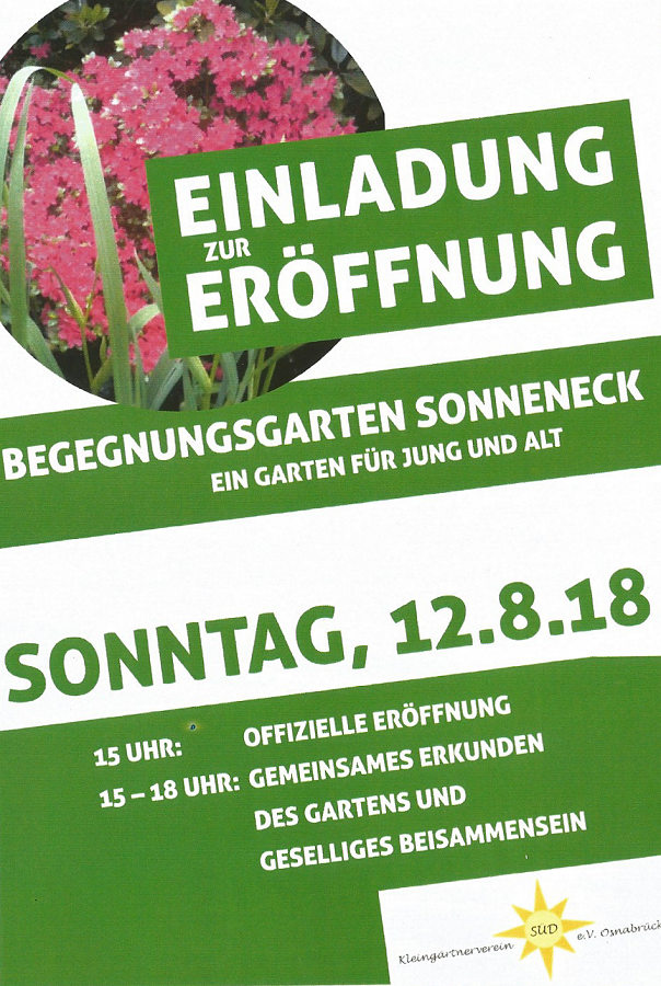 Eröffnung des Begegnungsgartens Sonneneck am 12.8.2018